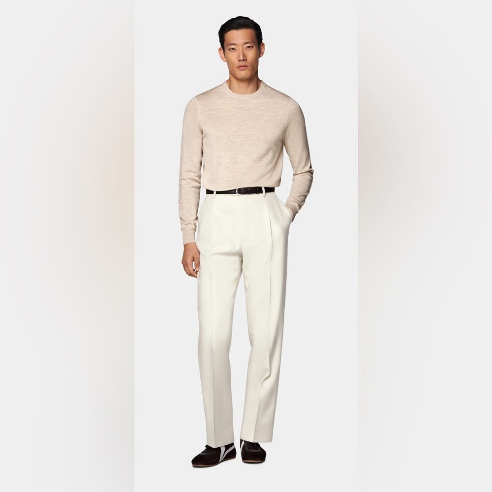 SuitSupply Cream Merino Crewneck - Pure Wool - Size Small - Picture 3 of 10